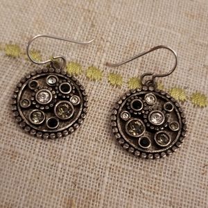 Silver,crystal drop earrings